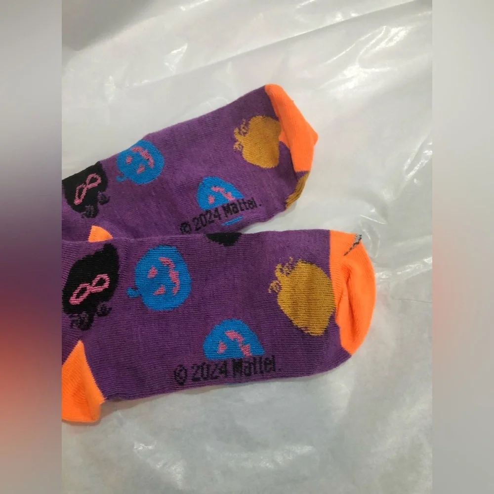 Barbie jack o lantern print  black halloween socks size 9-2.5 new‎